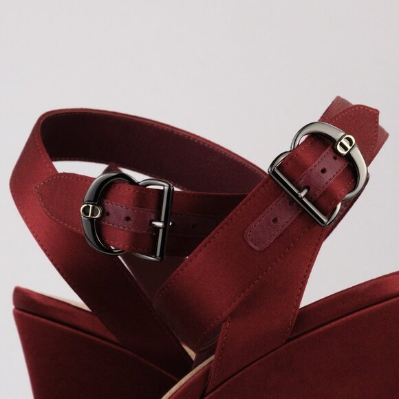 DIOR Muse Dior Satin Platform Heels, Ruby Red, EU 38 / US 8 - Picture 9 of 13